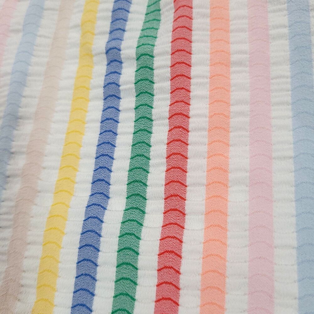 J crew Striped Seersucker Swimsuit 1pc 12 Rainbow Stretch Flutter Sleeves Preppy - Picture 6 of 12